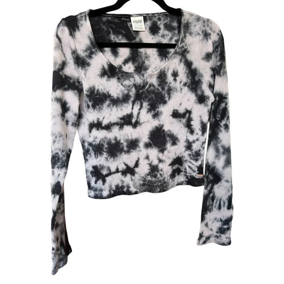 PINK Victoria Secret Women's Tie Dye Waffle Weave LS Top Size XL - Picture 1 of 7